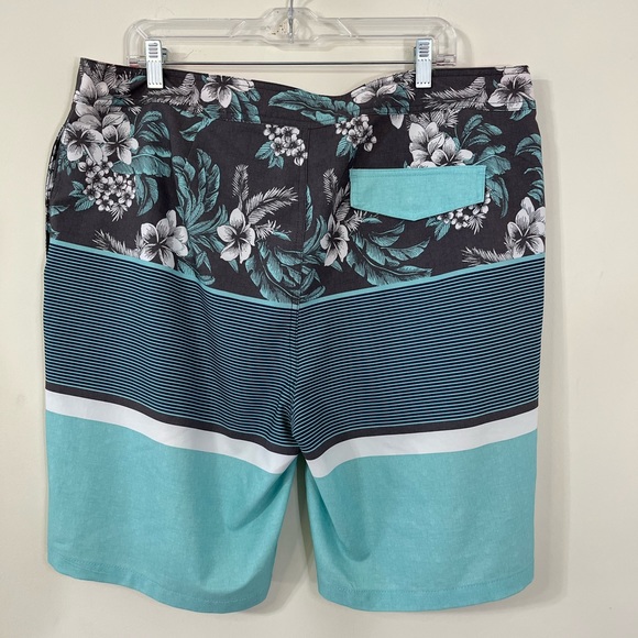 Goodfellow & Co Men’s Blue White Floral Striped Drawstring Bathing Suit - Picture 5 of 5